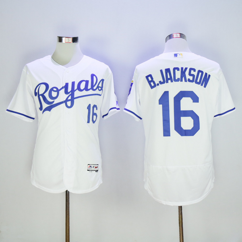 Men Kansas City Royals #16 B.Jackson White Elite MLB Jerseys
